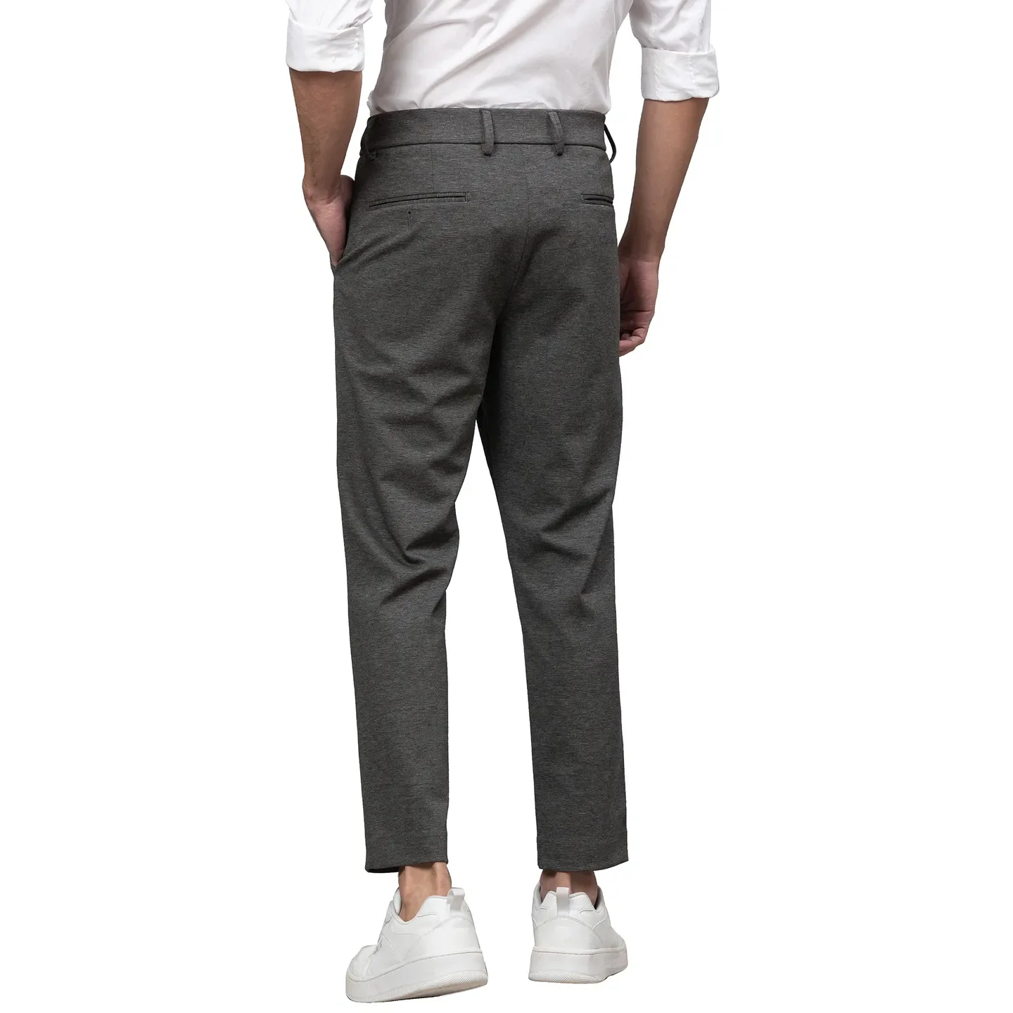Charcoal Cropped Fit Chinos For Men By Being Human Clothing - Image 3
