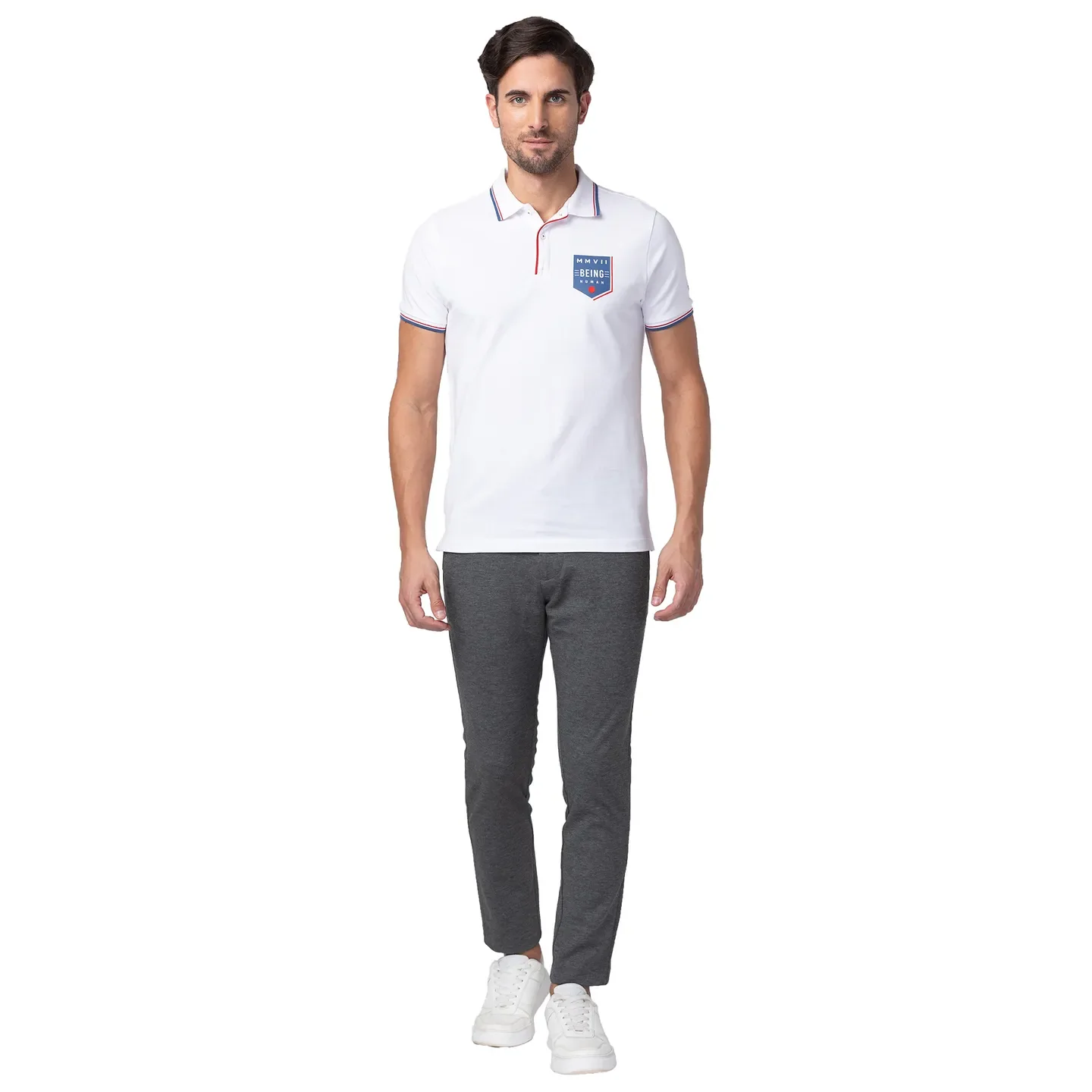 Grey Cropped Fit Men's Chinos by Being Human Clothing - Image 4