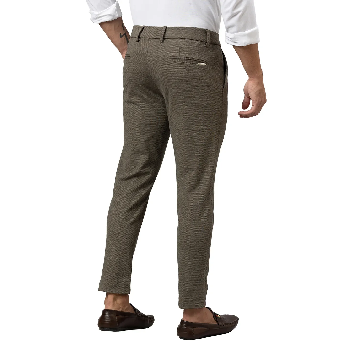 Khaki Cropped Fit Men's Chinos by Being Human Clothing - Image 3