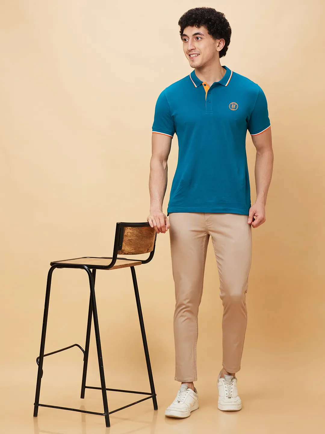 Beige Cropped Fit Men's Chinos by Being Human Clothing - Image 6