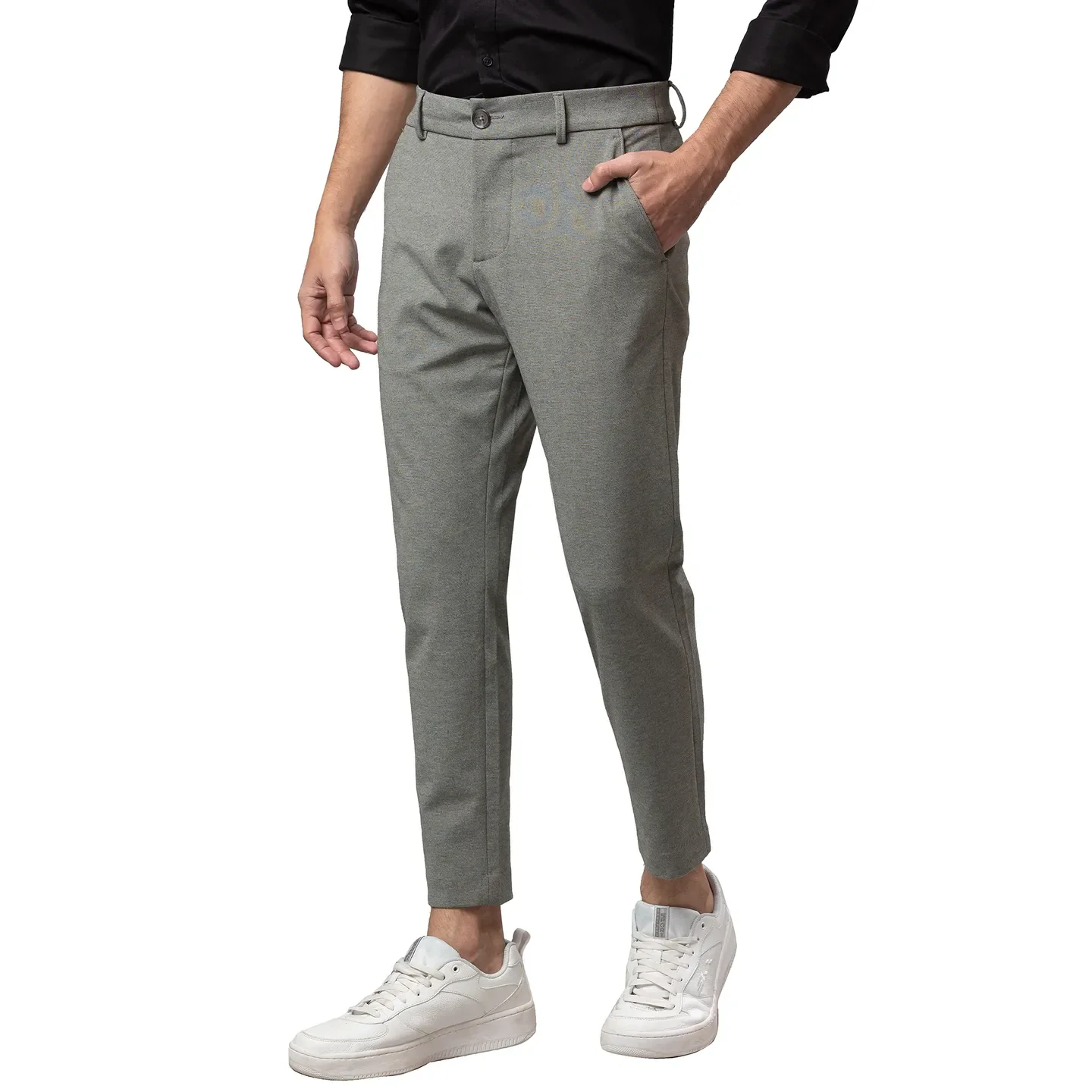 Grey Cropped Fit Men's Chinos by Being Human Clothing - Image 4
