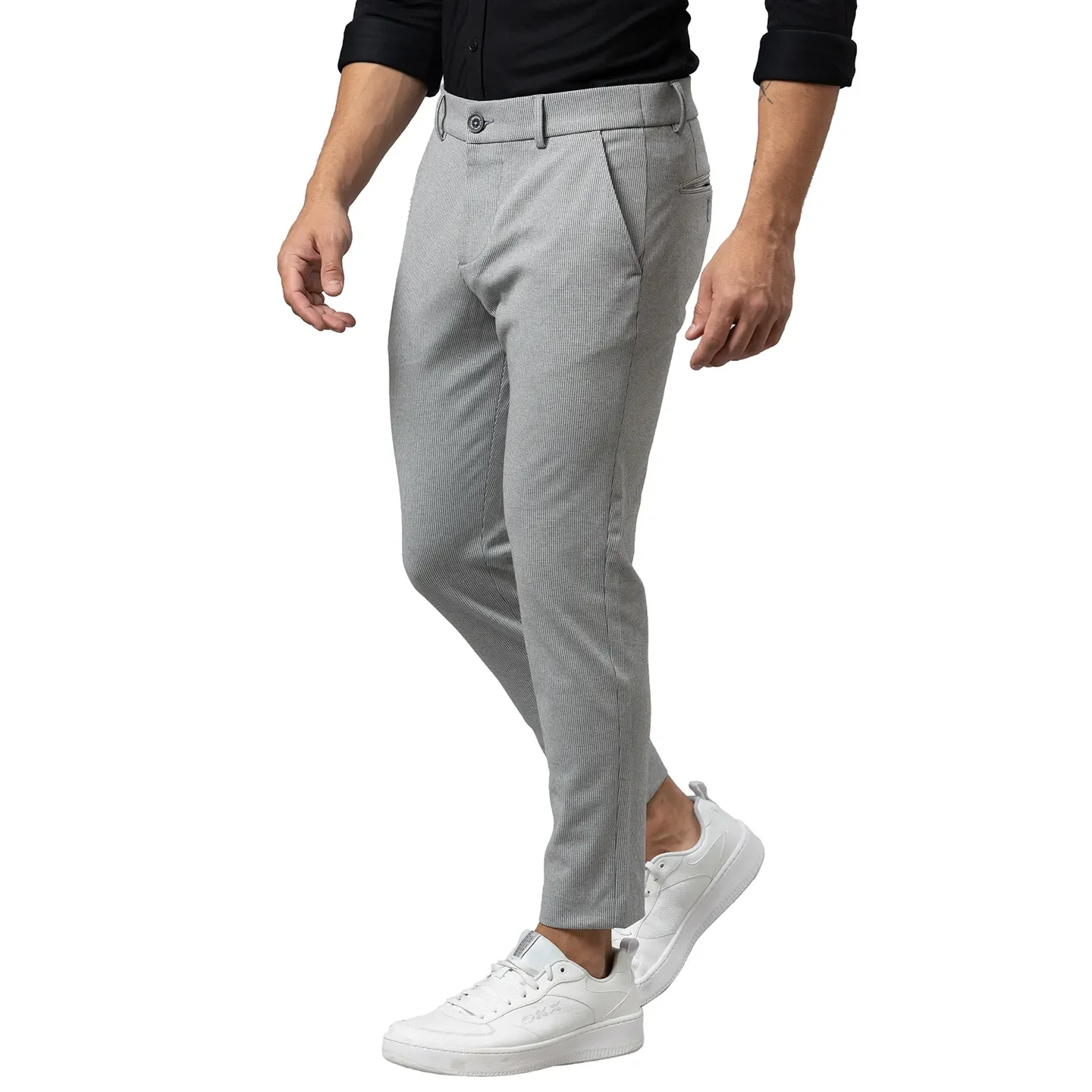 Grey Cropped Fit Men's Chinos by Being Human Clothing - Image 4