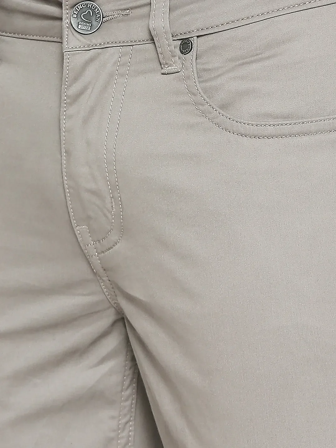 Grey Cropped Fit Men's Chinos by Being Human Clothing - Image 5