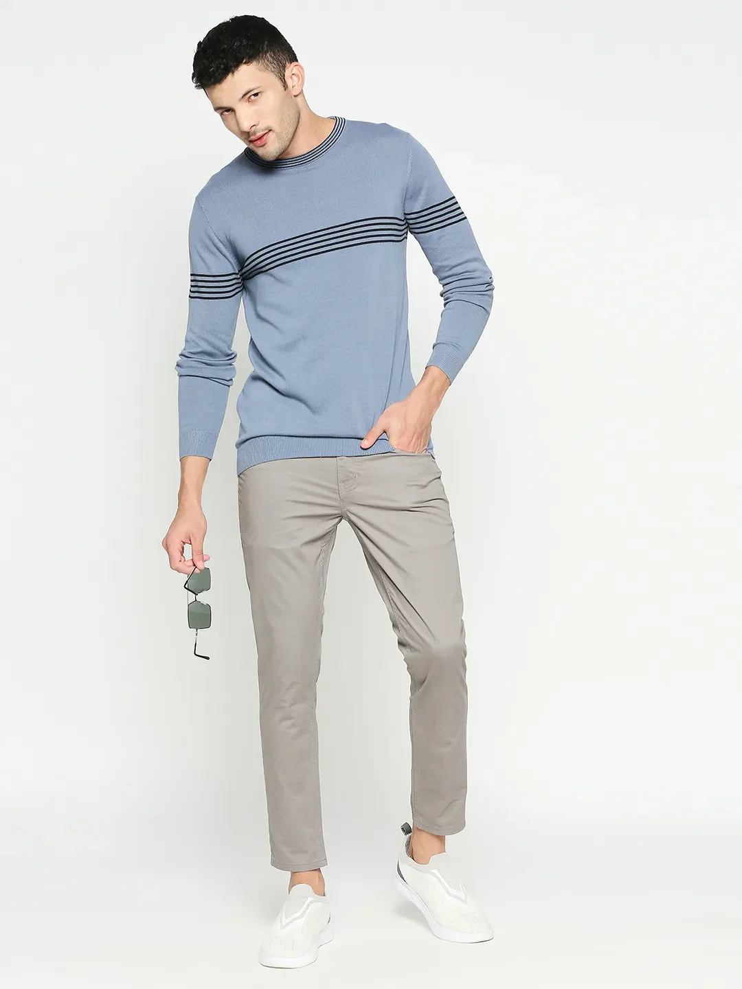 Grey Cropped Fit Men's Chinos by Being Human Clothing - Image 6