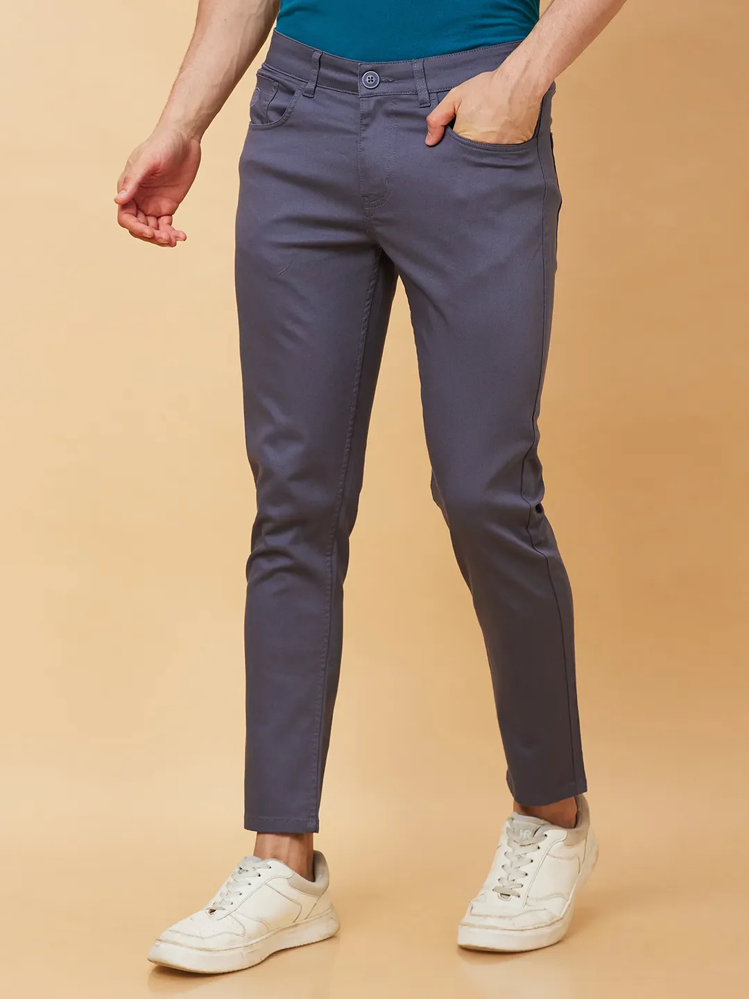 Grey Cropped Fit Men's Chinos by Being Human Clothing - Image 9