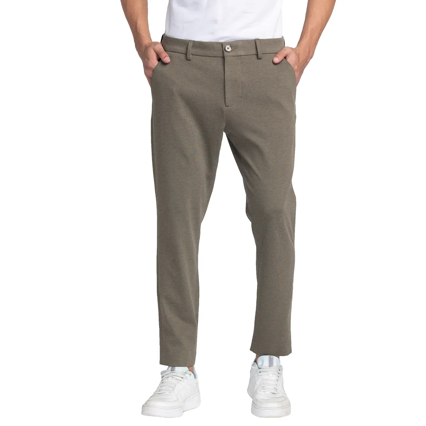 Khaki Cropped Fit Men's Chinos by Being Human Clothing