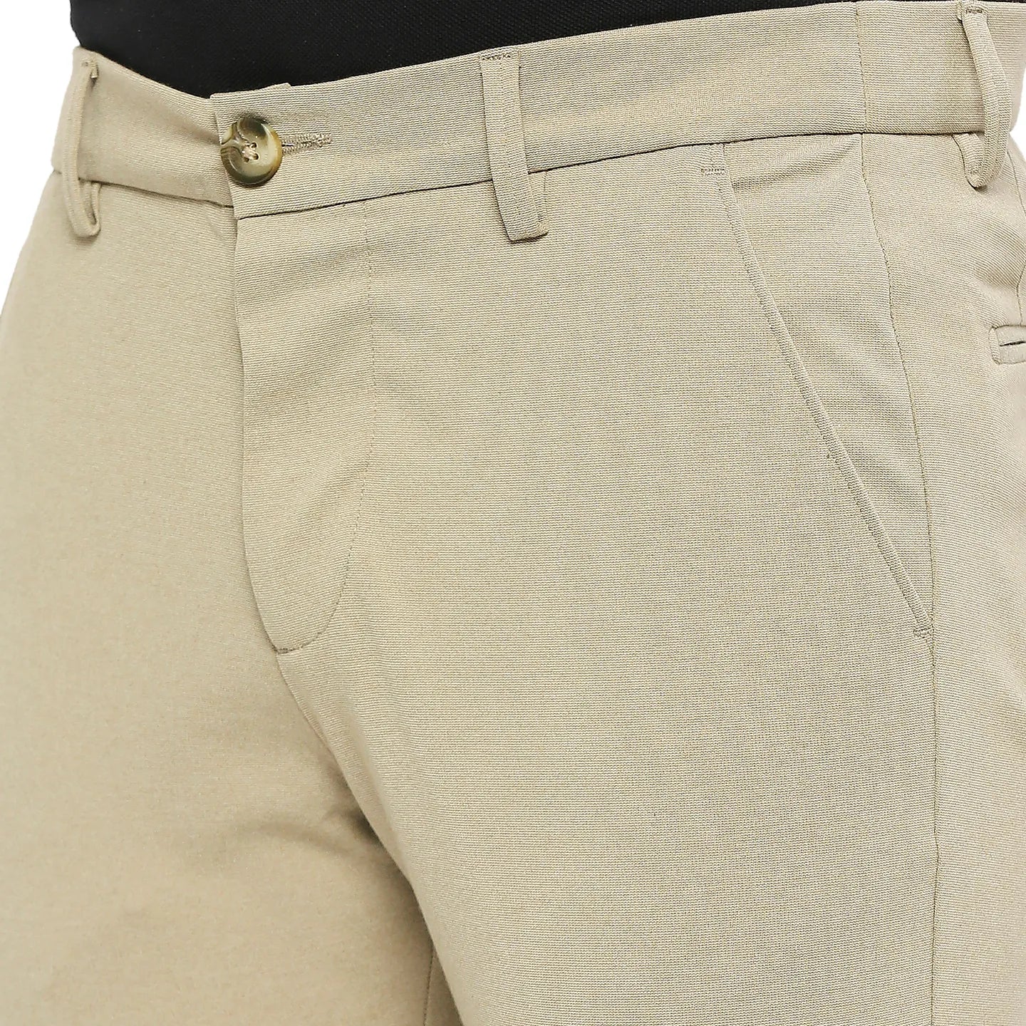 Khaki Cropped Fit Chinos For Men By Being Human Clothing - Image 5