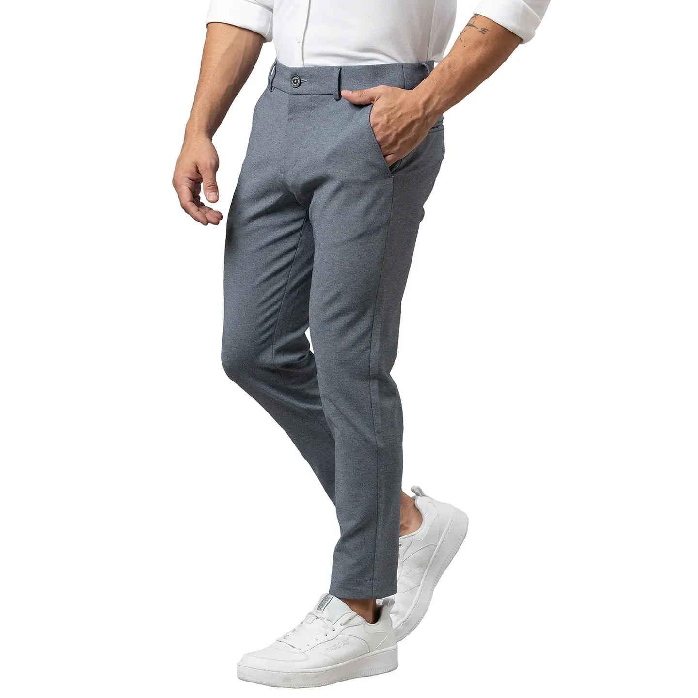Blue Cropped Fit Men's Chinos by Being Human Clothing - Image 4