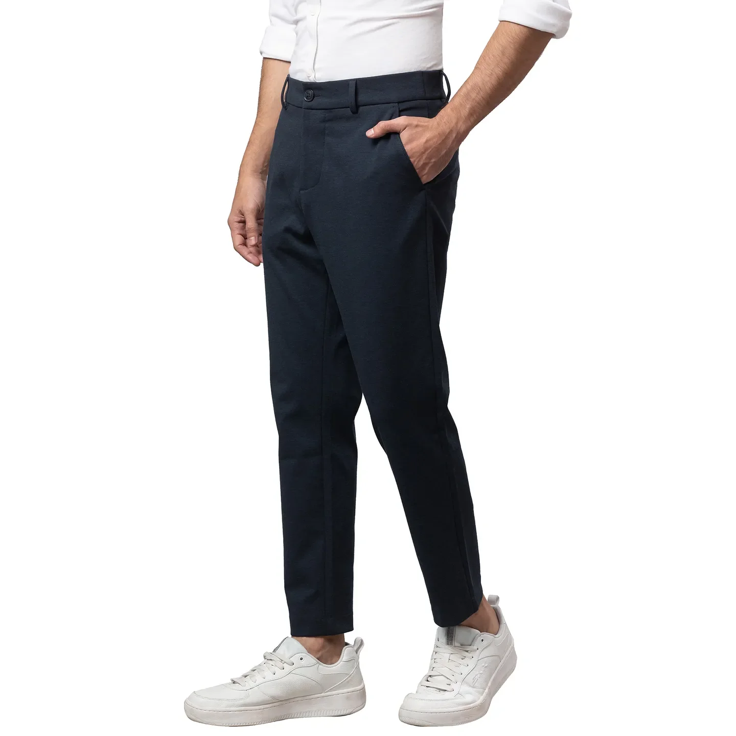 Navy Cropped Fit Chinos For Men By Being Human Clothing - Image 4