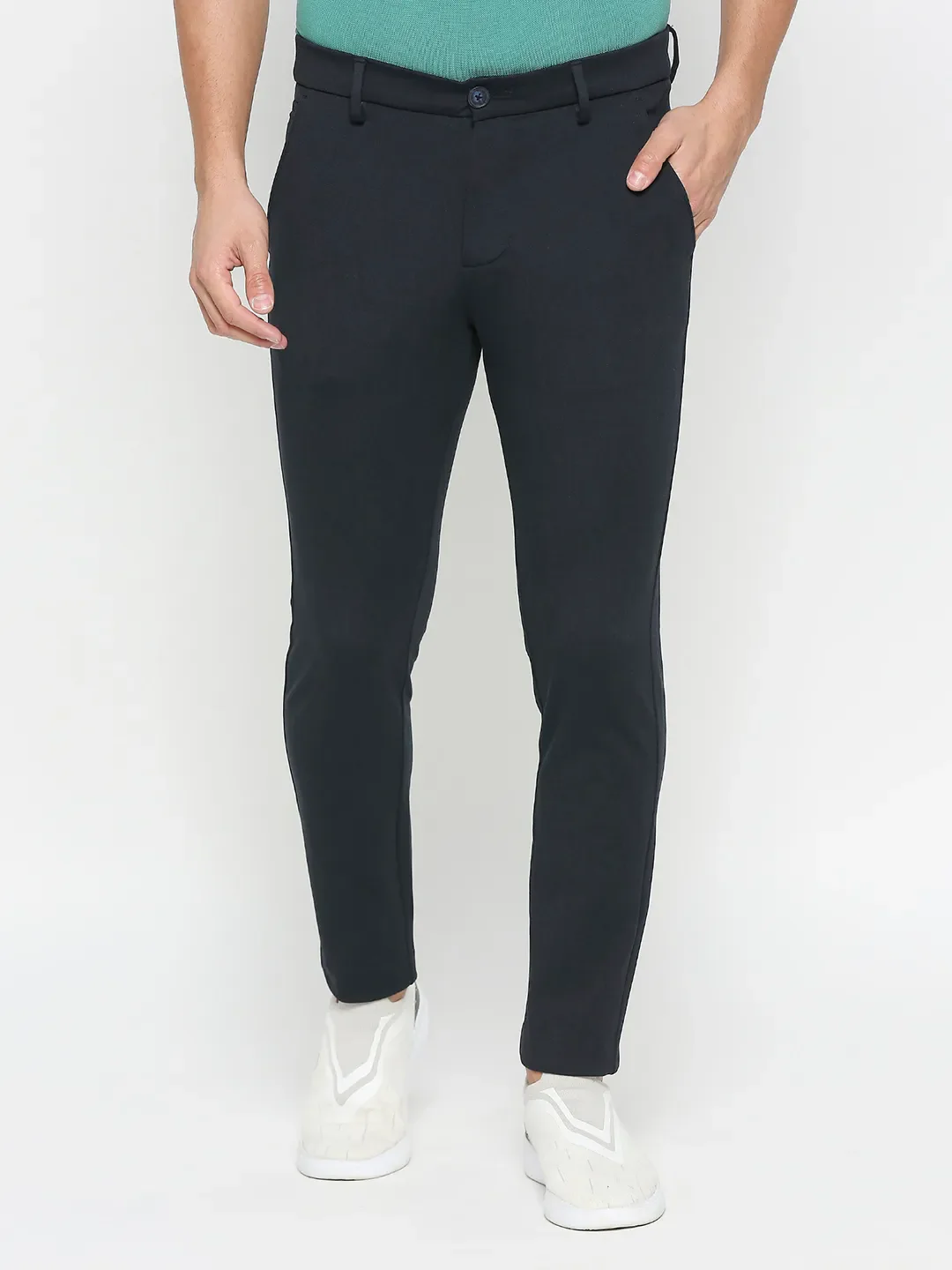 Navy Cropped Fit Chinos For Men By Being Human Clothing