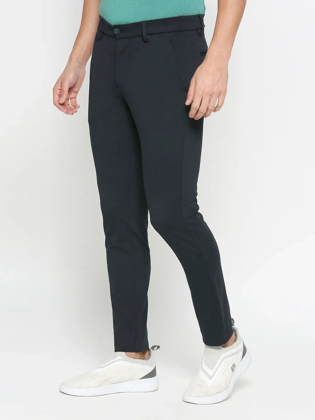 Navy Cropped Fit Chinos For Men By Being Human Clothing - Image 2