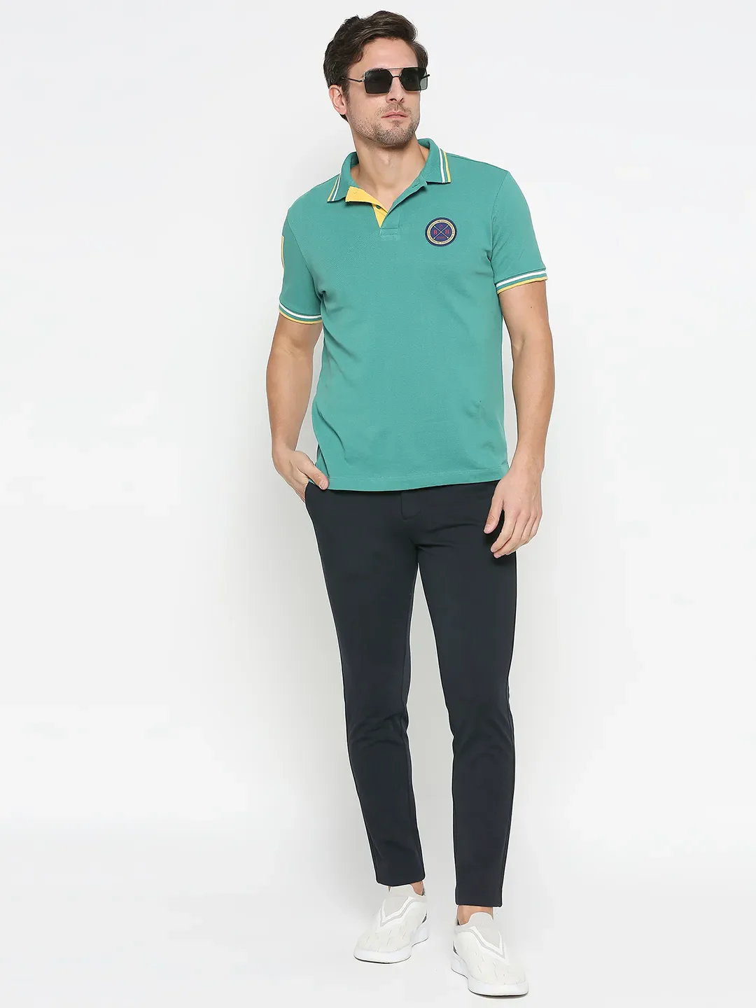 Navy Cropped Fit Chinos For Men By Being Human Clothing - Image 6