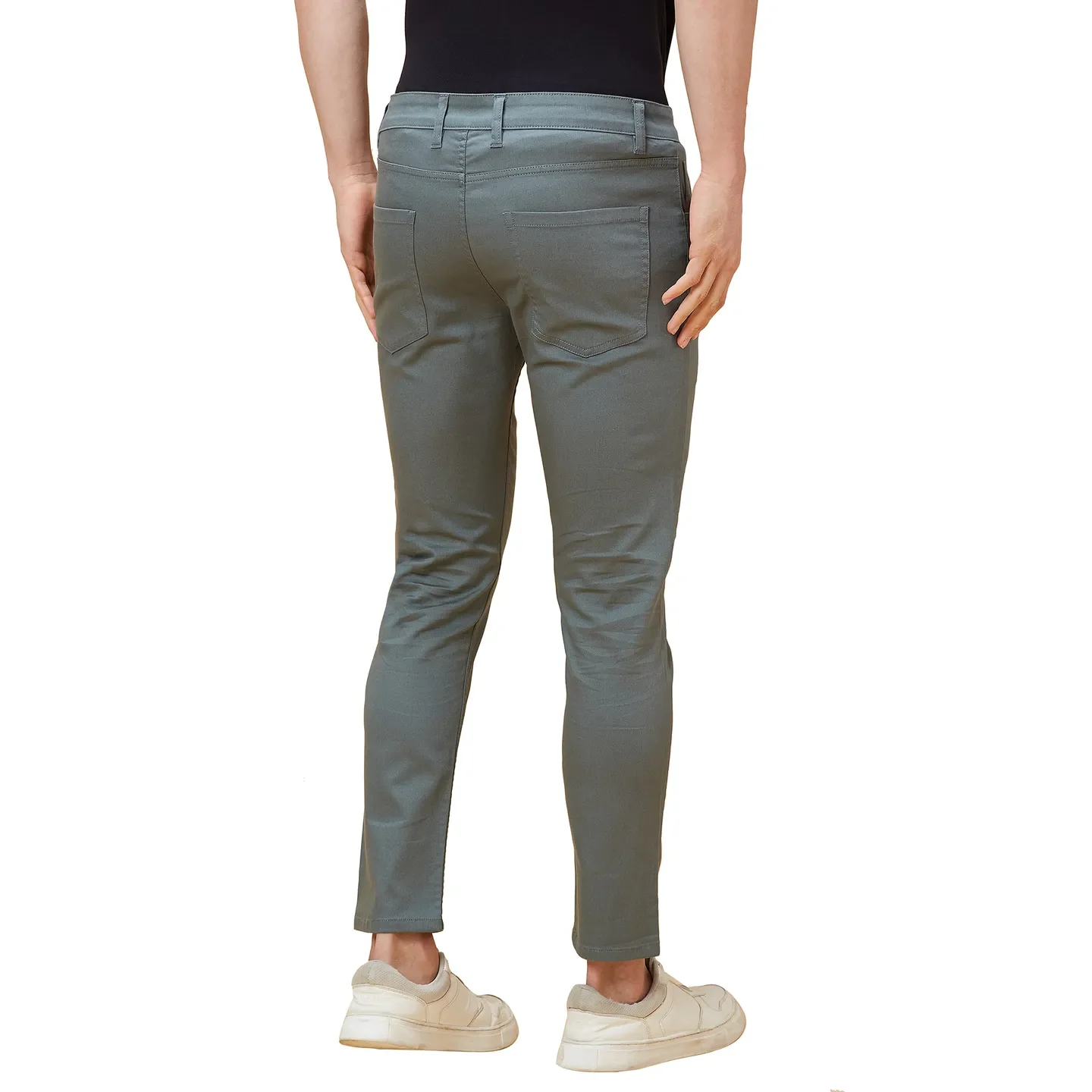 Steel Grey Cropped Fit Chinos For Men By Being Human Clothing - Image 3