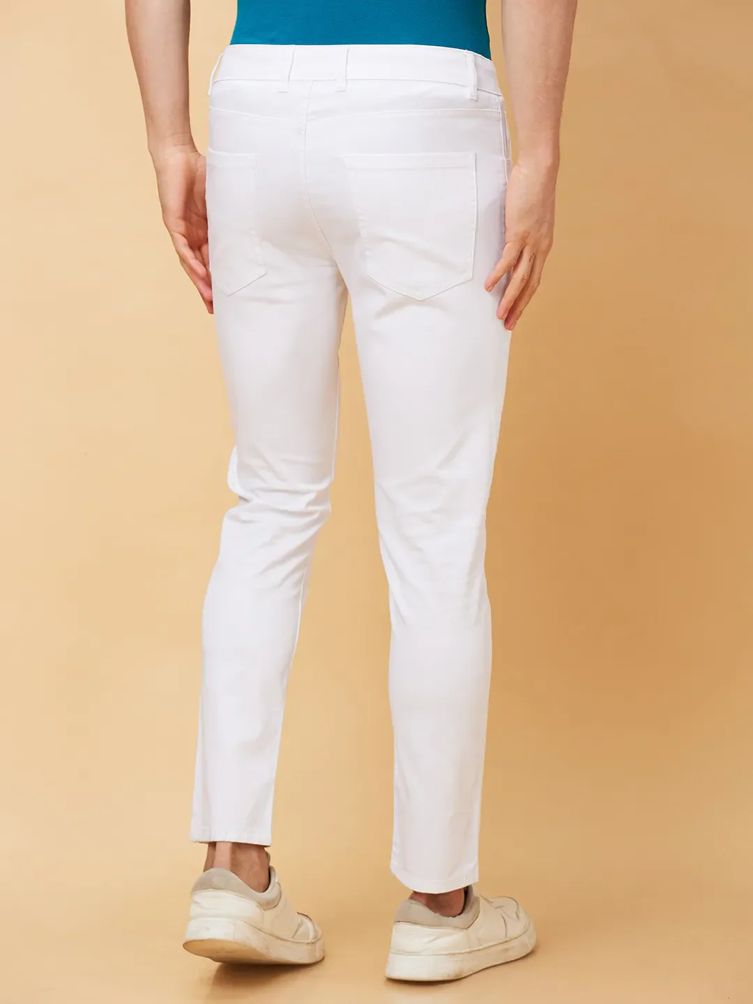 White Cropped Fit Men's Chinos by Being Human Clothing - Image 3