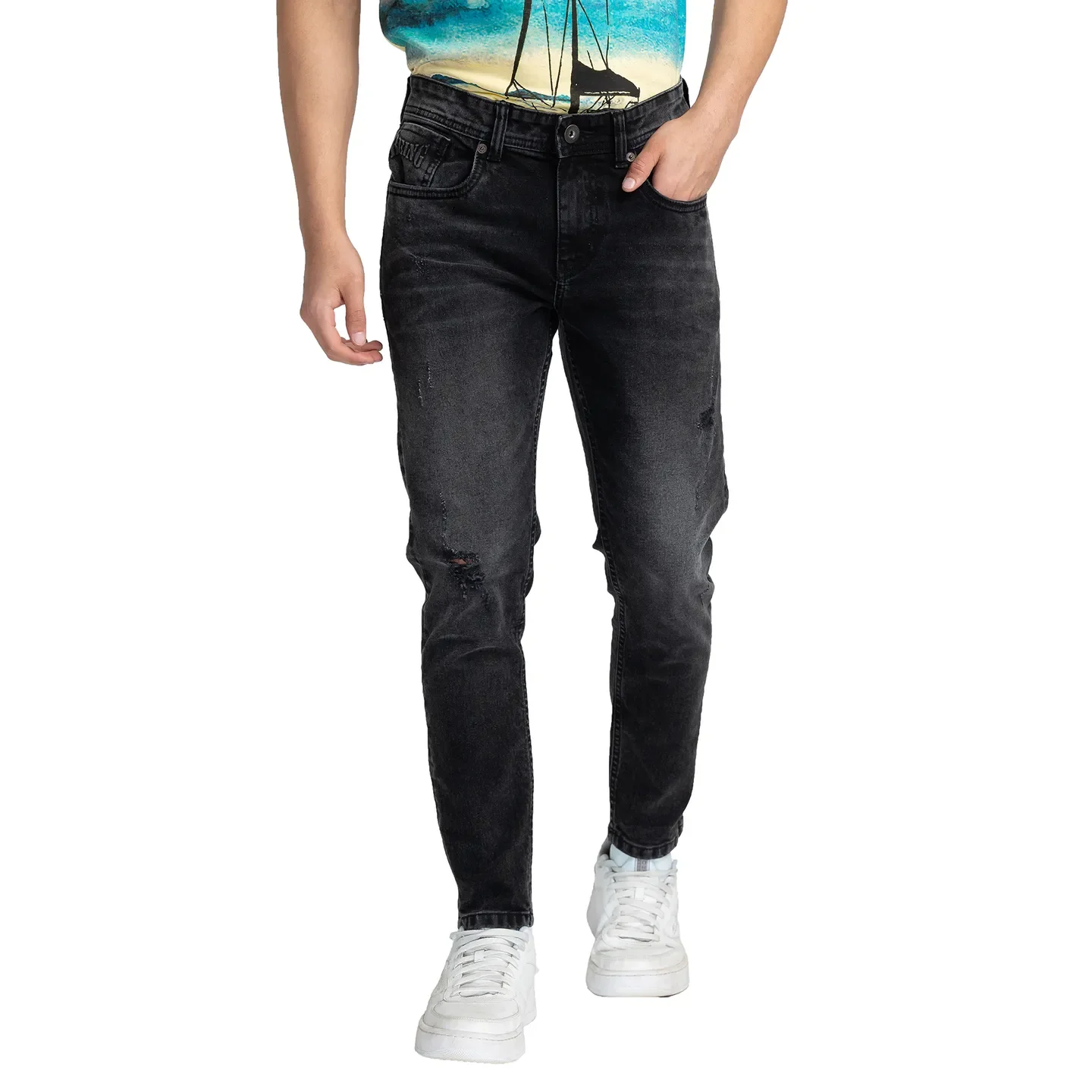 Black Cropped Fit Men's Denims by Being Human Clothing
