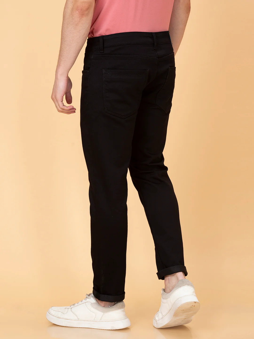 Black Cropped Fit Denims For Men By Being Human Clothing - Image 3