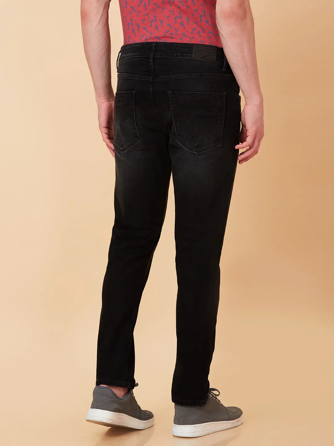 Black Cropped Fit Denims For Men By Being Human Clothing - Image 3