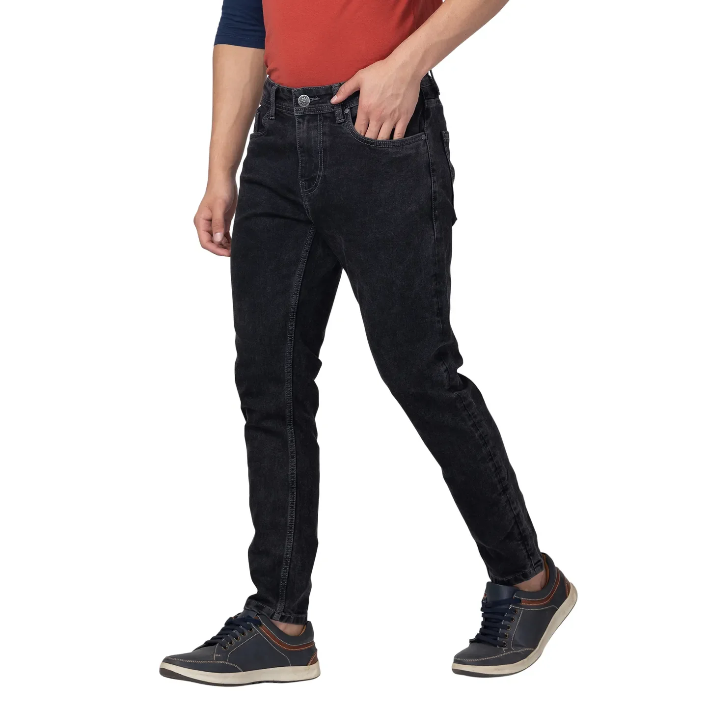 Black Cropped Fit Men's Denims by Being Human Clothing - Image 2