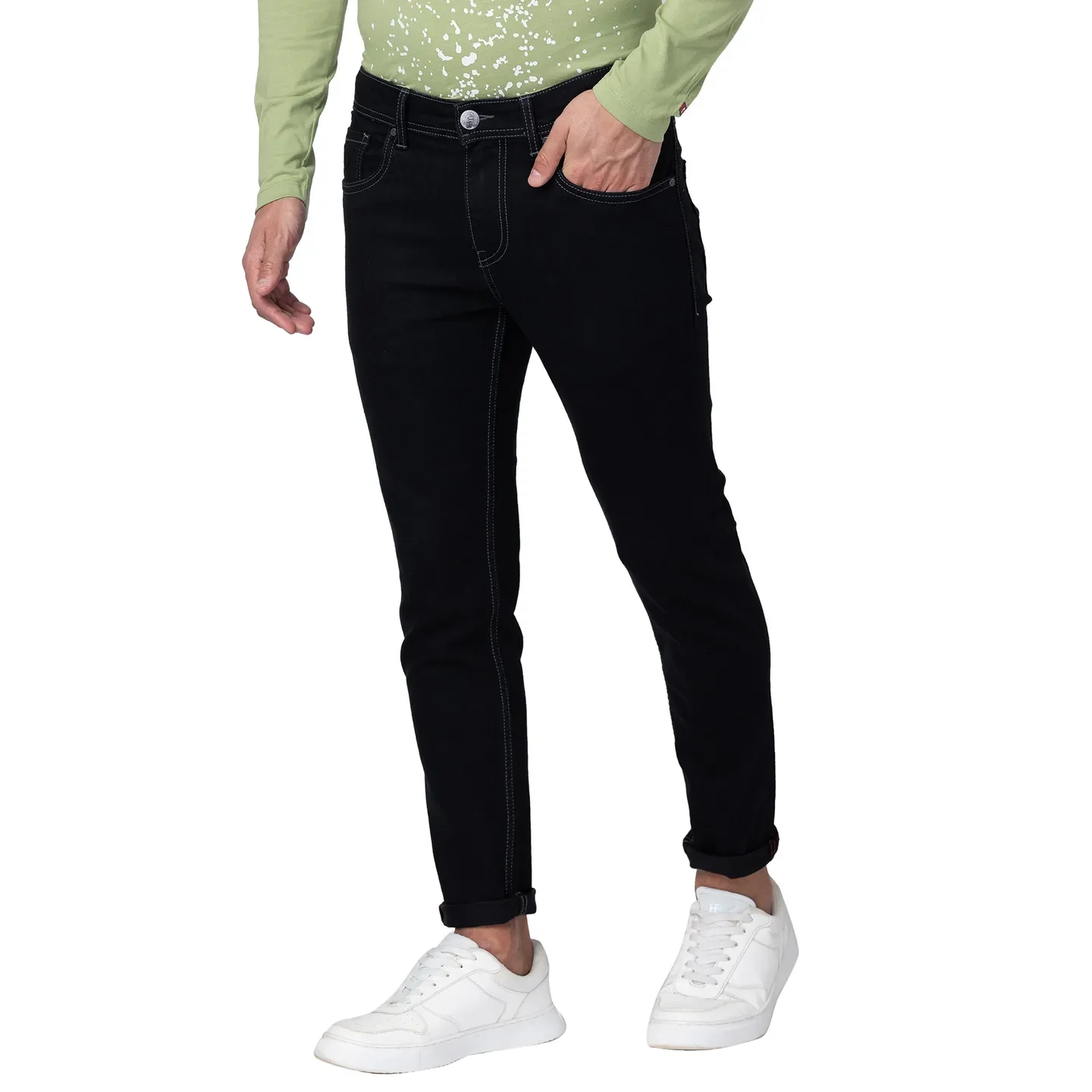 Black Cropped Fit Men's Denims by Being Human Clothing