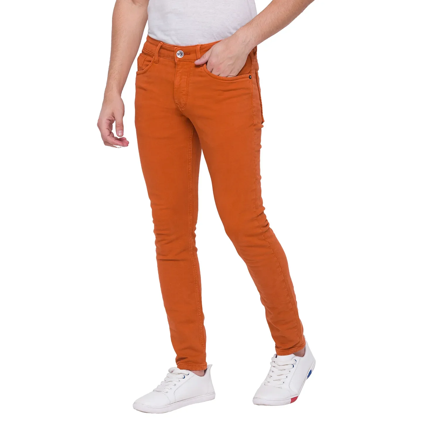 Orange Cropped Fit Men's Denims by Being Human Clothing - Image 2
