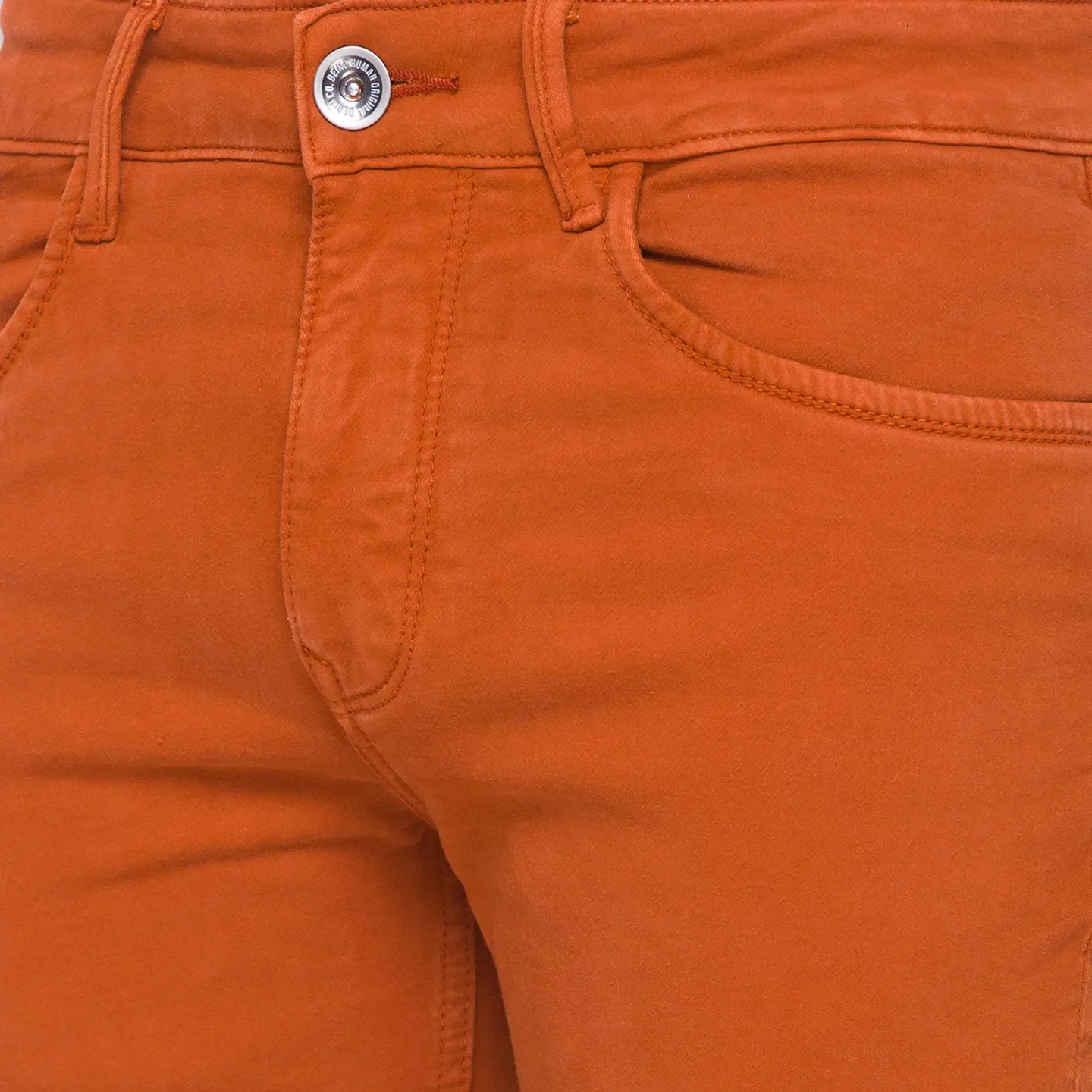 Orange Cropped Fit Men's Denims by Being Human Clothing - Image 3