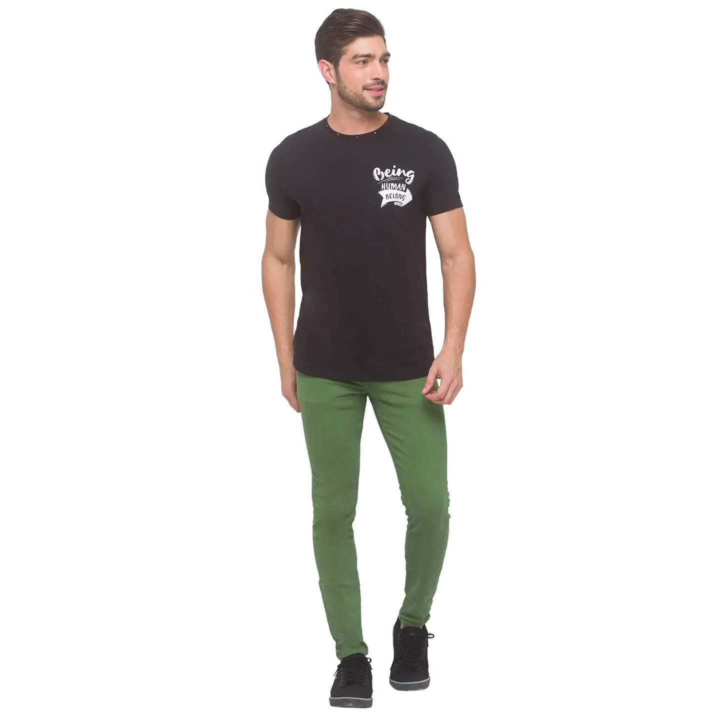 Green Cropped Fit Men's Denims by Being Human Clothing - Image 4