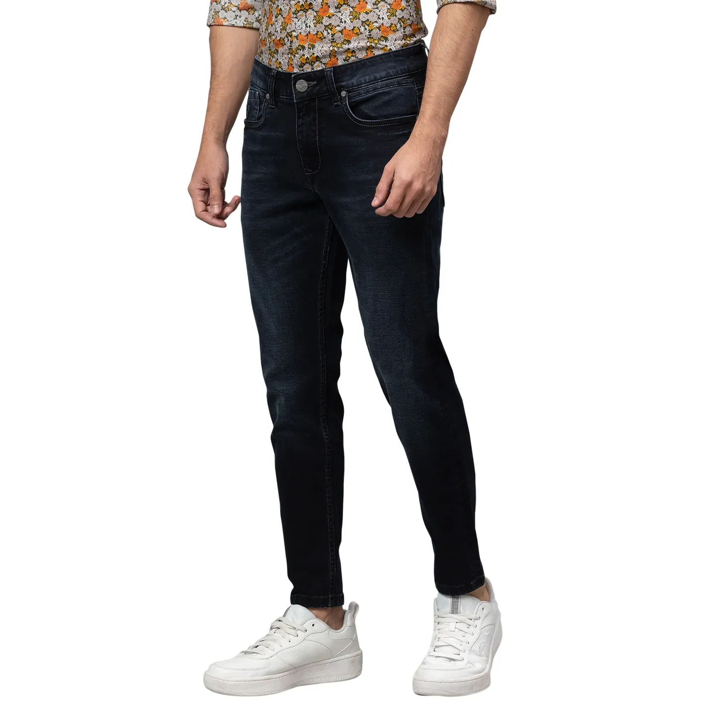 Dark Blue Cropped Fit Denims For Men By Being Human Clothing - Image 4