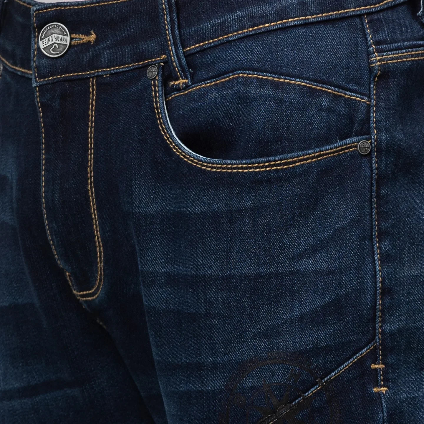 Blue Cropped Fit Men's Denims by Being Human Clothing - Image 5