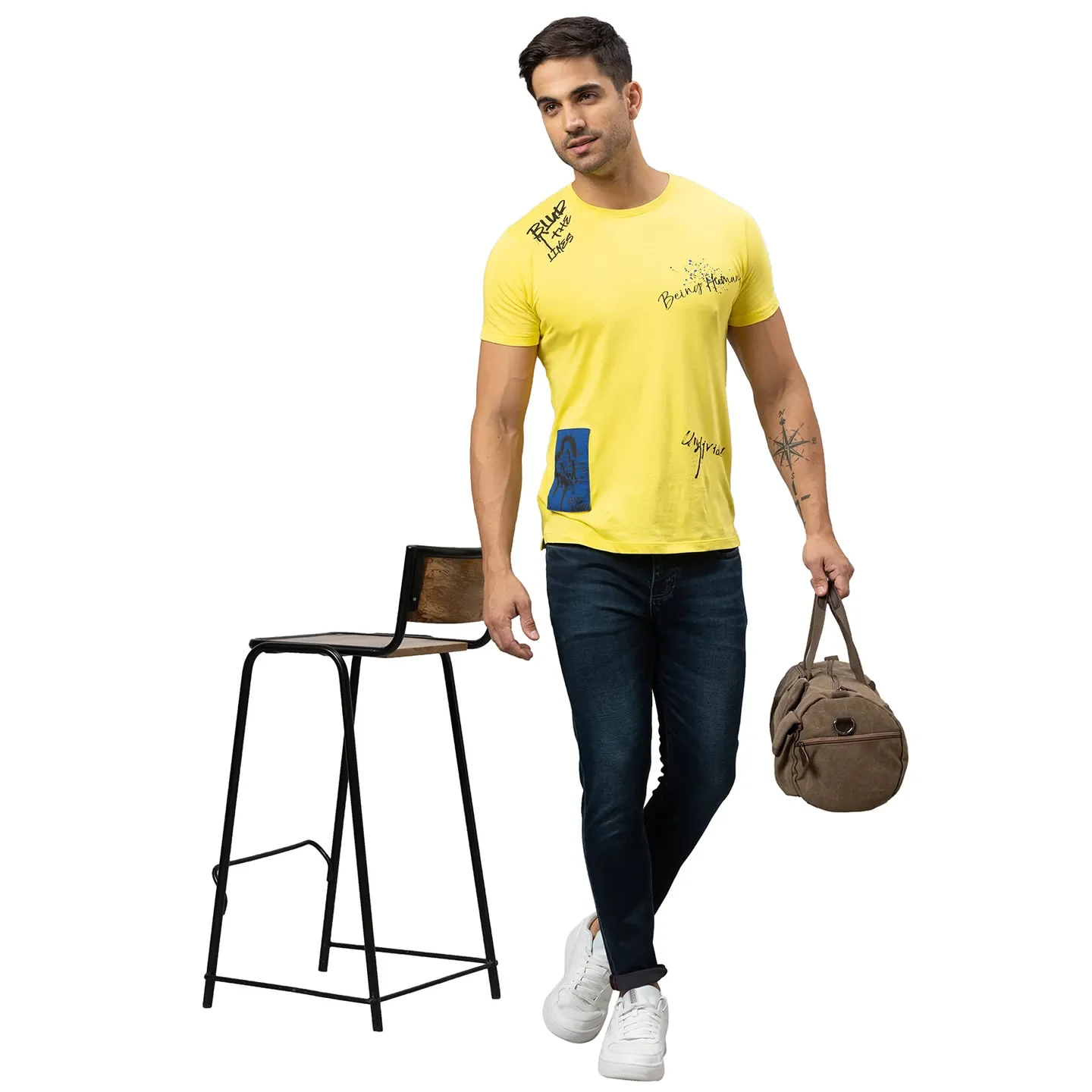 Dark Blue Cropped Fit Denims For Men By Being Human Clothing - Image 6