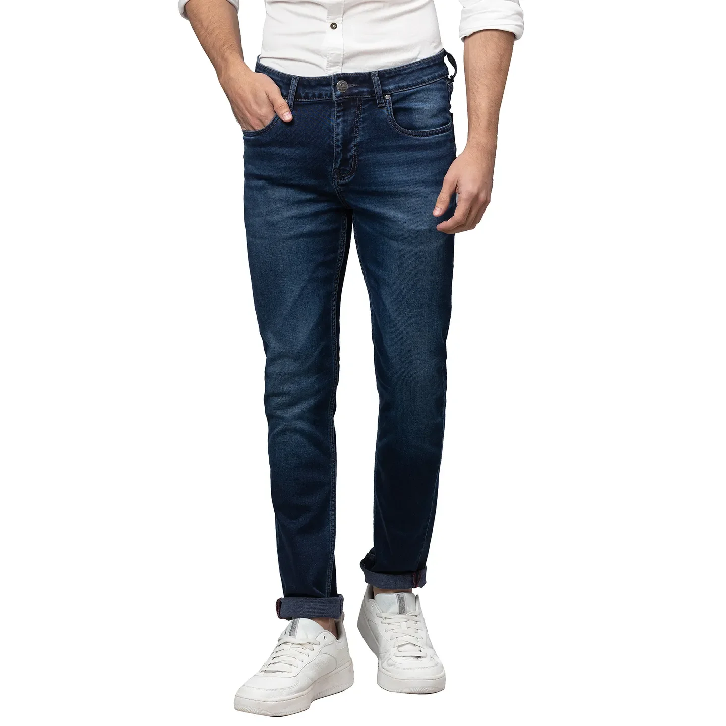 Dark Blue Boot Cut Fit Denims For Men By Being Human Clothing