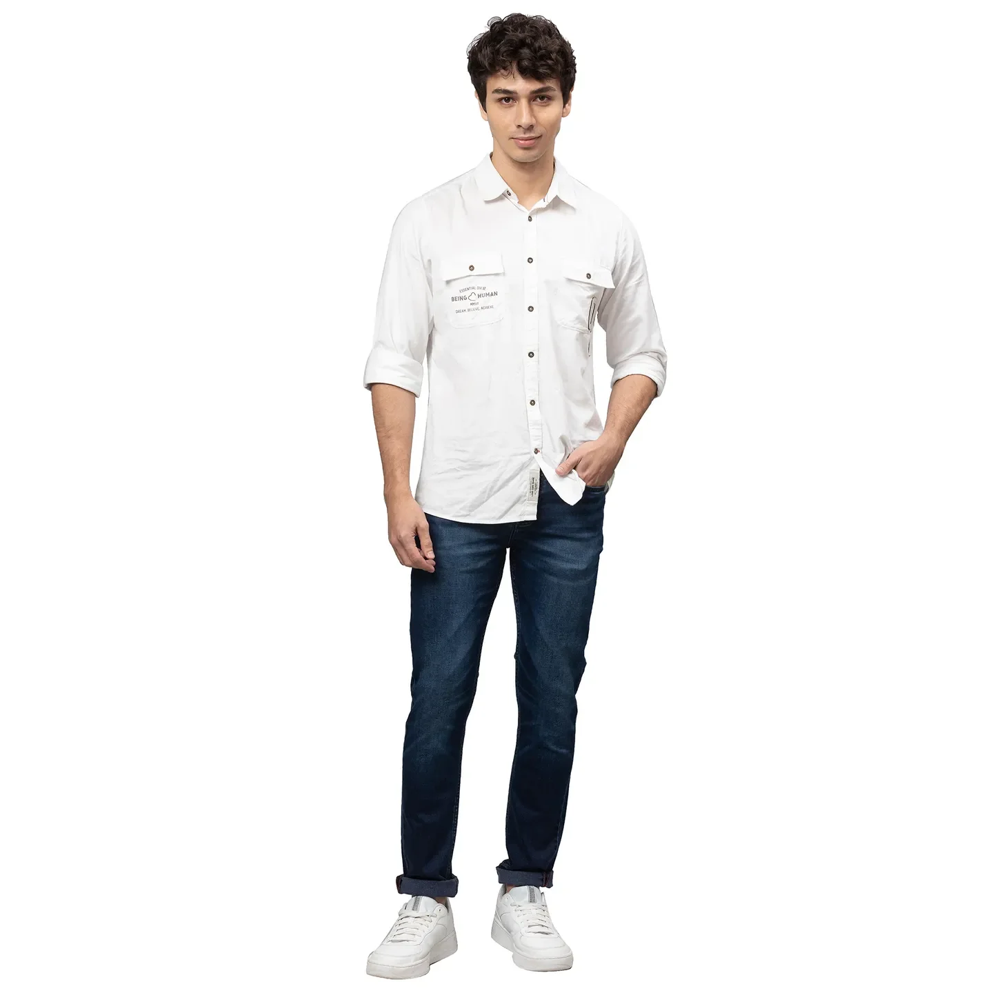 Dark Blue Boot Cut Fit Denims For Men By Being Human Clothing - Image 2