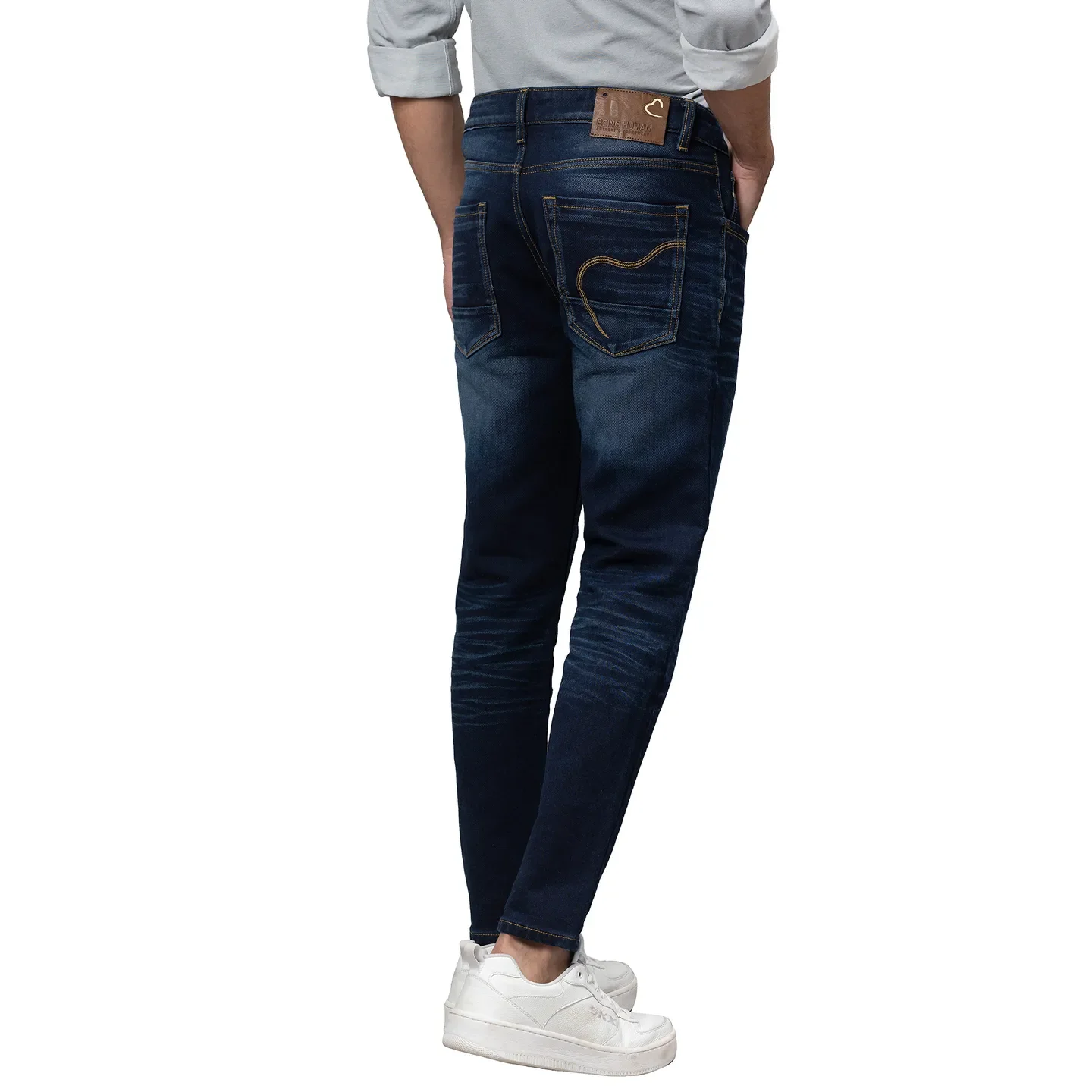 Blue Cropped Fit Men's Denims by Being Human Clothing - Image 3