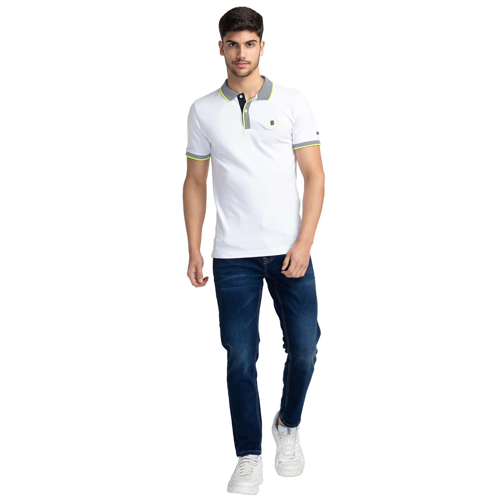 Dark Blue Cropped Fit Denims For Men By Being Human Clothing - Image 4