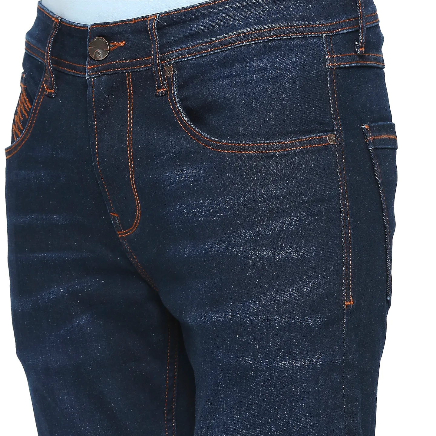 Dark Blue Cropped Fit Denims For Men By Being Human Clothing - Image 5