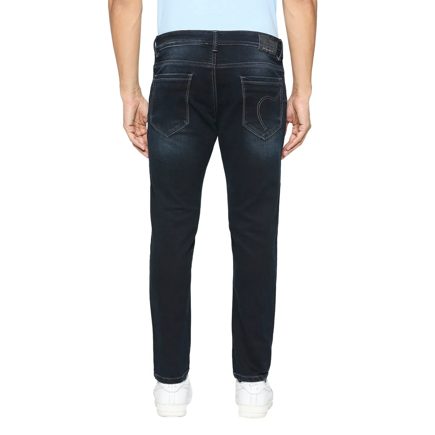 Dark Blue Cropped Fit Denims For Men By Being Human Clothing - Image 4