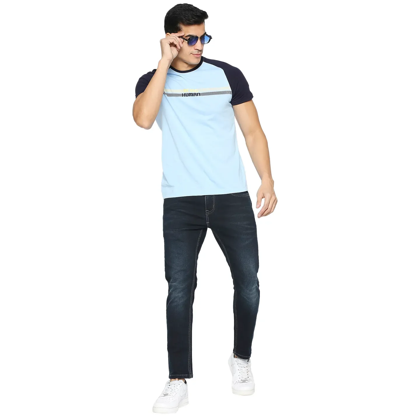 Dark Blue Cropped Fit Denims For Men By Being Human Clothing - Image 6