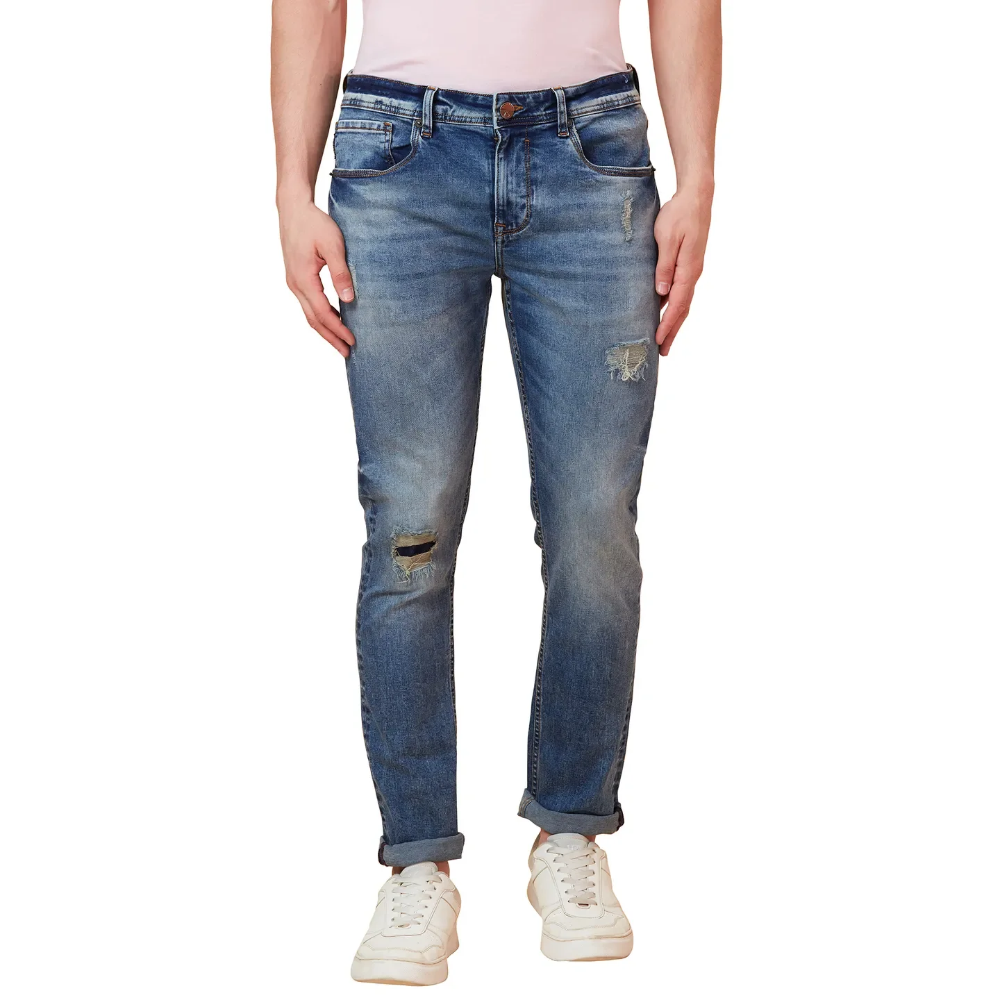 Blue Cropped fit Men's Denims by Being Human Clothing - Image 5