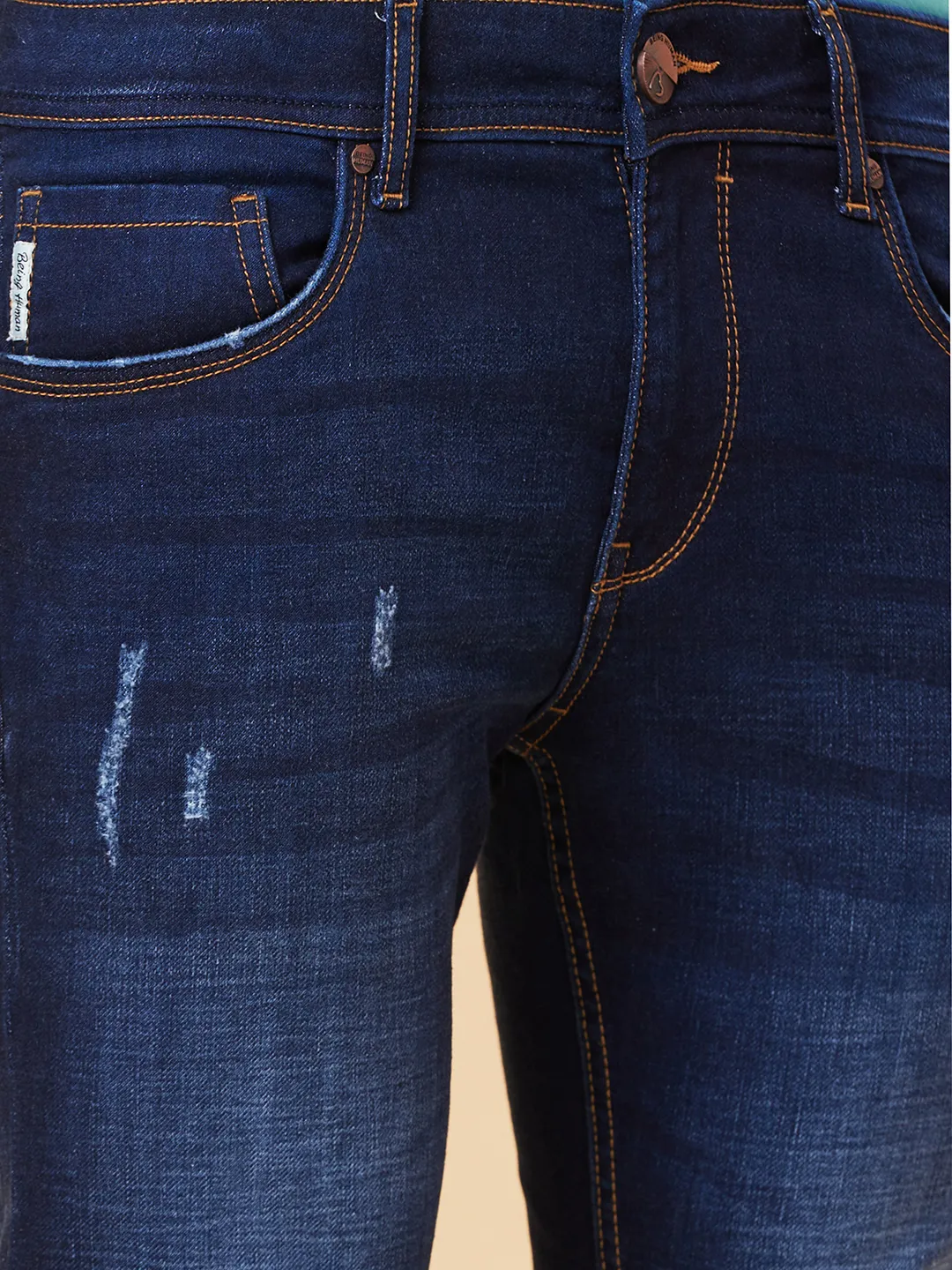 Blue Cropped fit Men's Denims by Being Human Clothing - Image 5