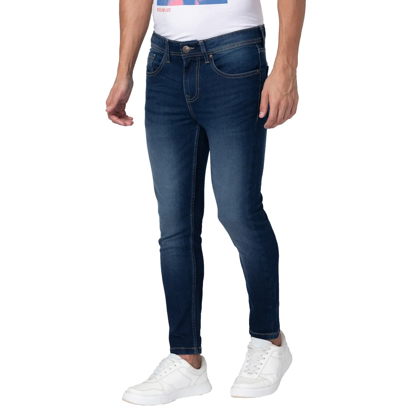 Blue Cropped Fit Men's Denims by Being Human Clothing - Image 2
