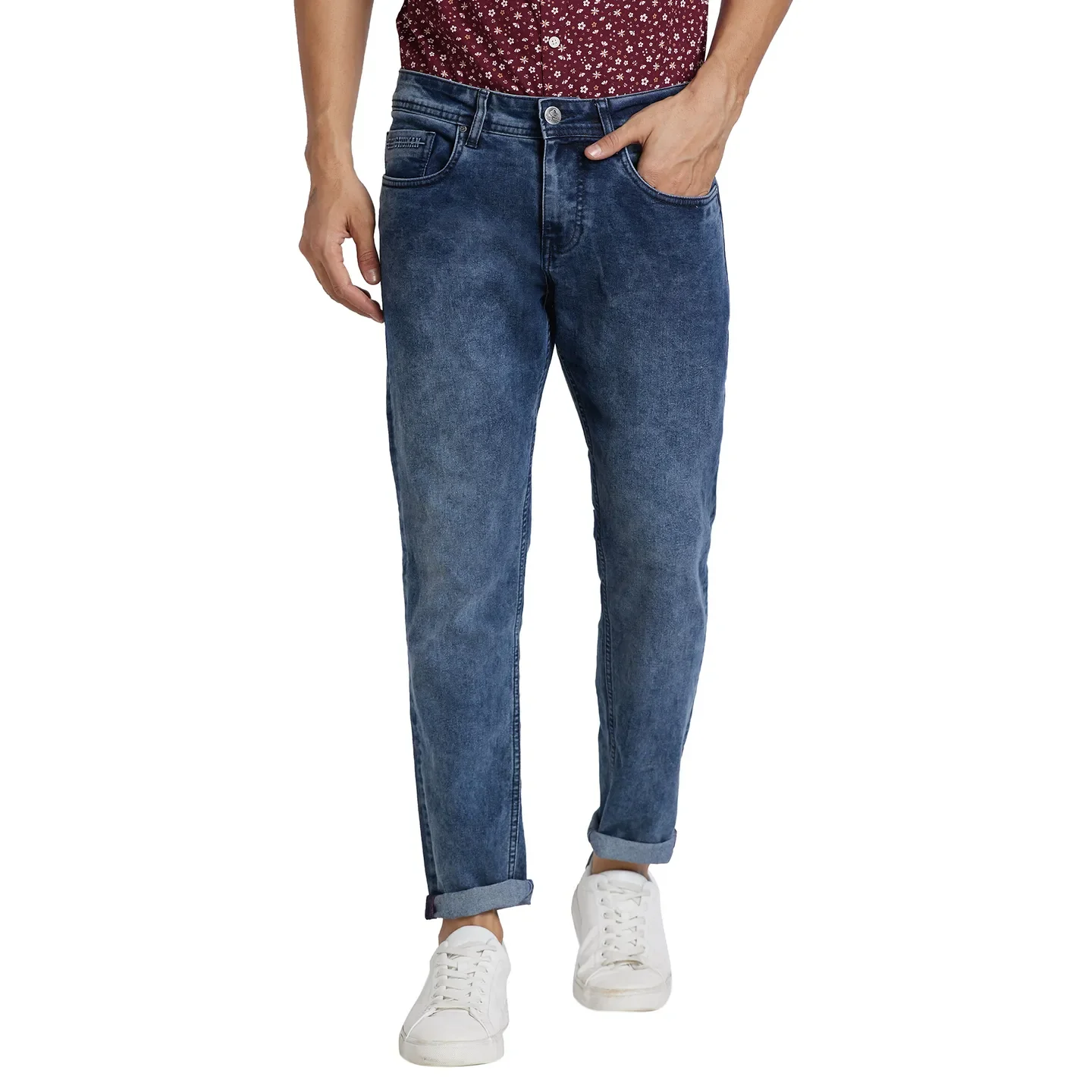 Blue Cropped Fit Men's Denims by Being Human Clothing
