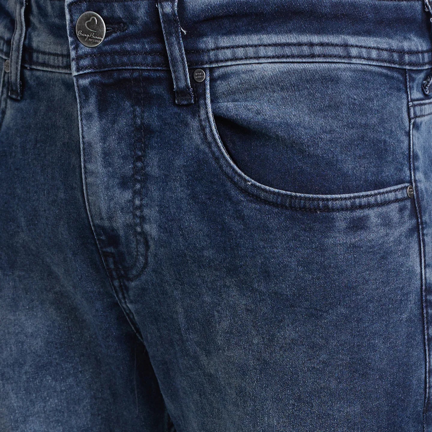 Blue Cropped Fit Men's Denims by Being Human Clothing - Image 4