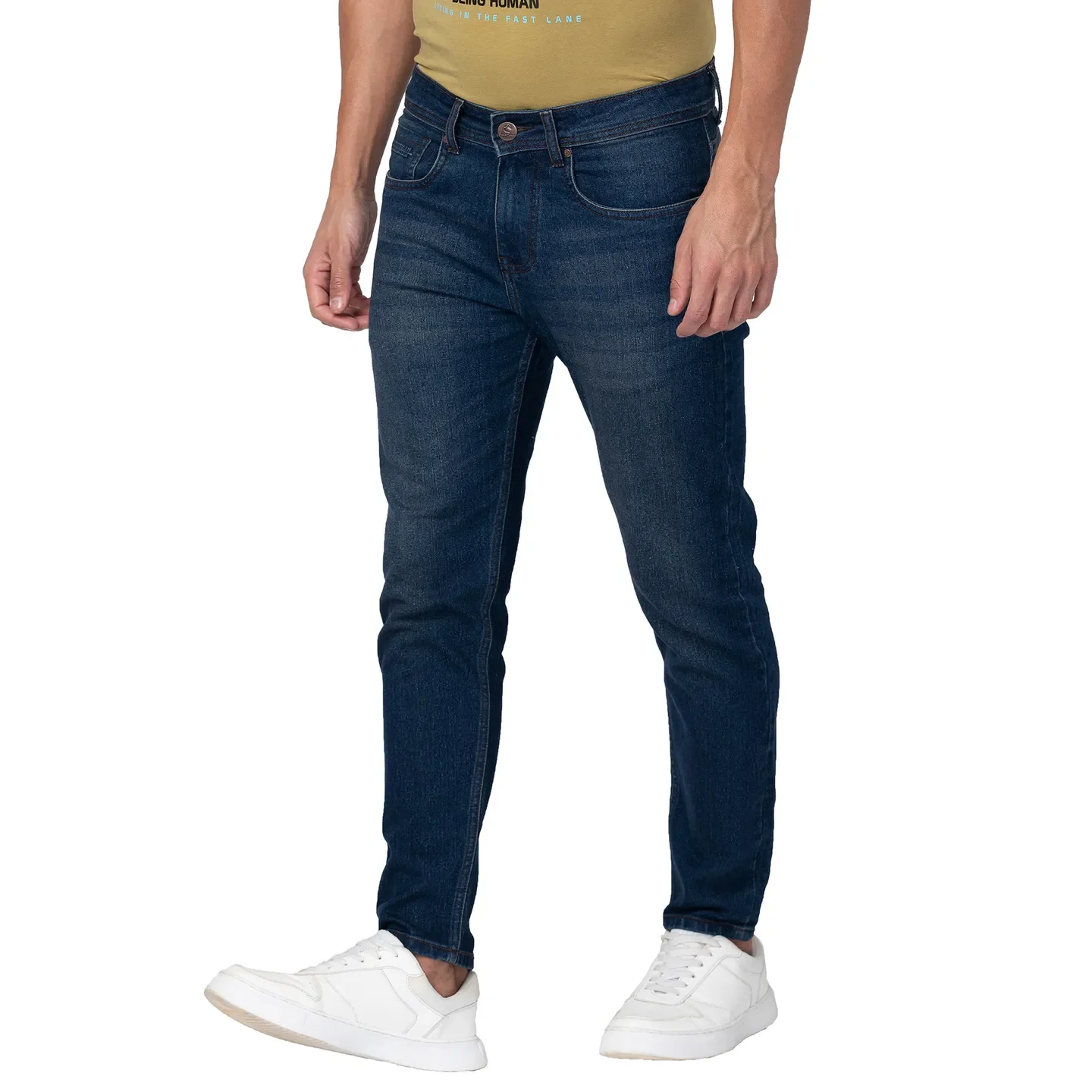 Blue Cropped Fit Men's Denims by Being Human Clothing - Image 2