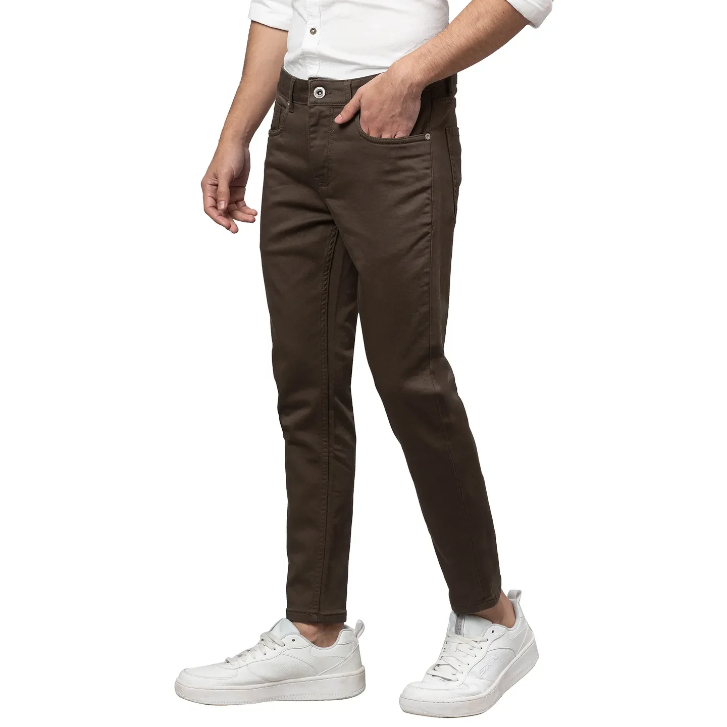 Grey Cropped Fit Denims For Men By Being Human Clothing - Image 4