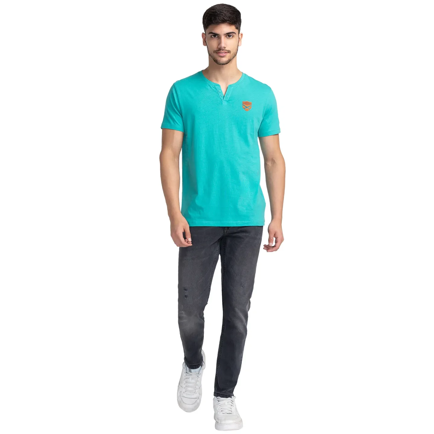 Grey Cropped Fit Denims For Men By Being Human Clothing - Image 2
