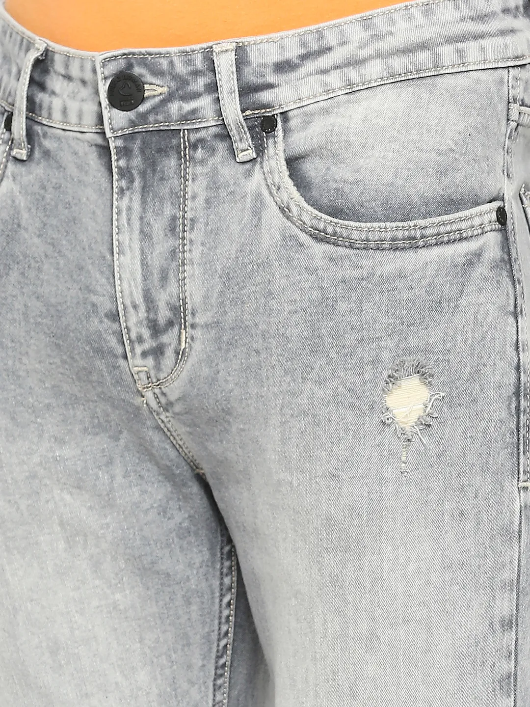 Grey Cropped Fit Denims For Men By Being Human Clothing - Image 5