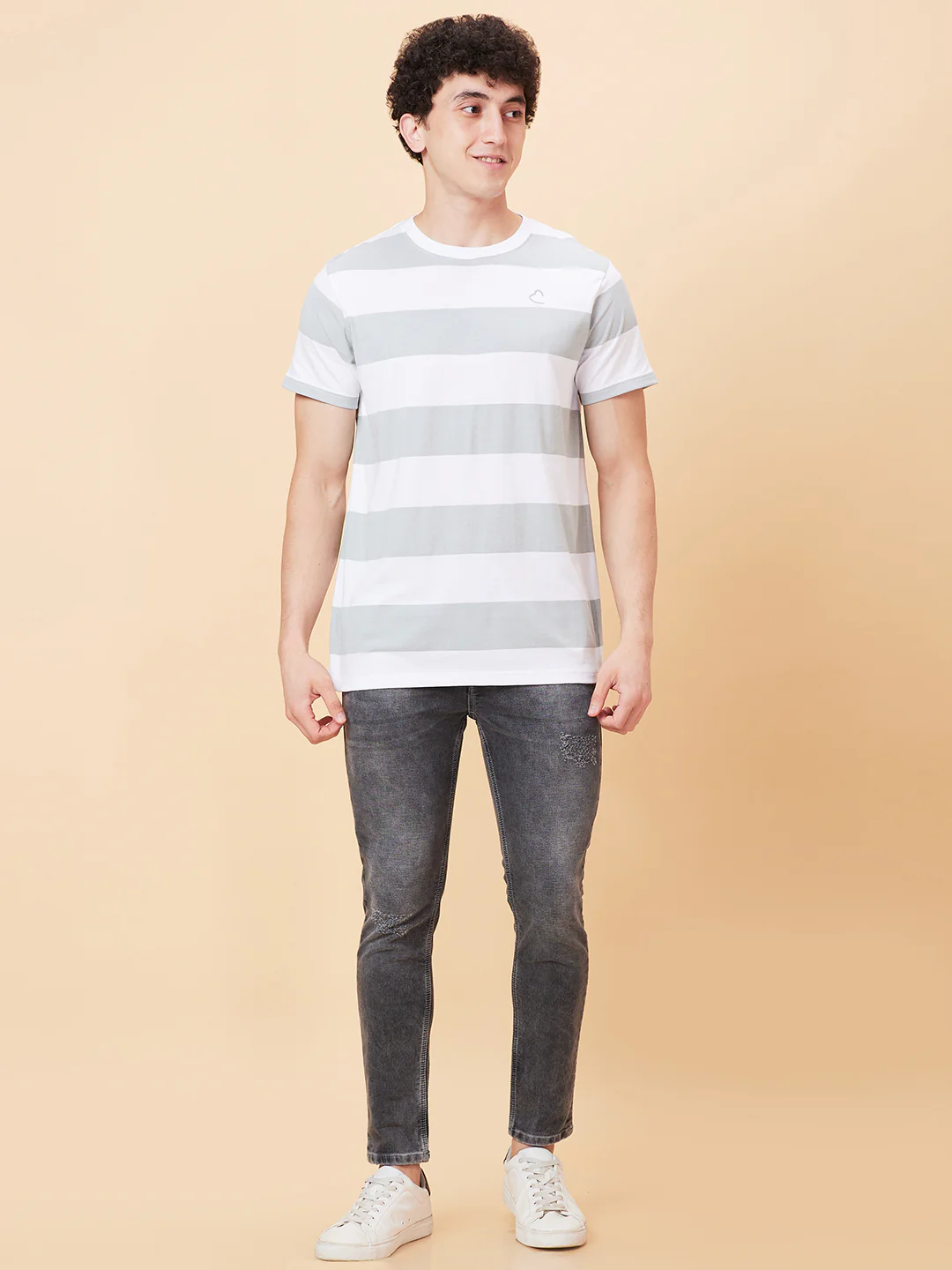 Grey Cropped Fit Denims For Men By Being Human Clothing - Image 2
