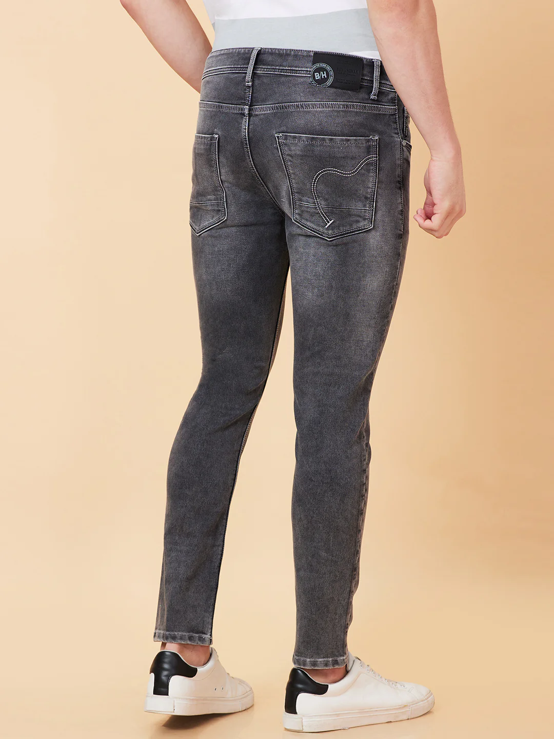 Grey Cropped Fit Denims For Men By Being Human Clothing - Image 3