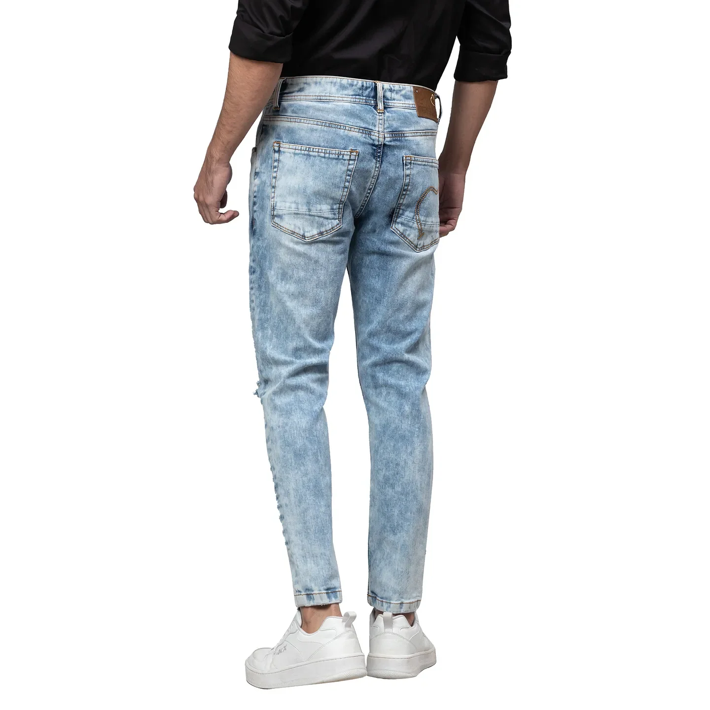 Blue Cropped Fit Men's Denims by Being Human Clothing - Image 3