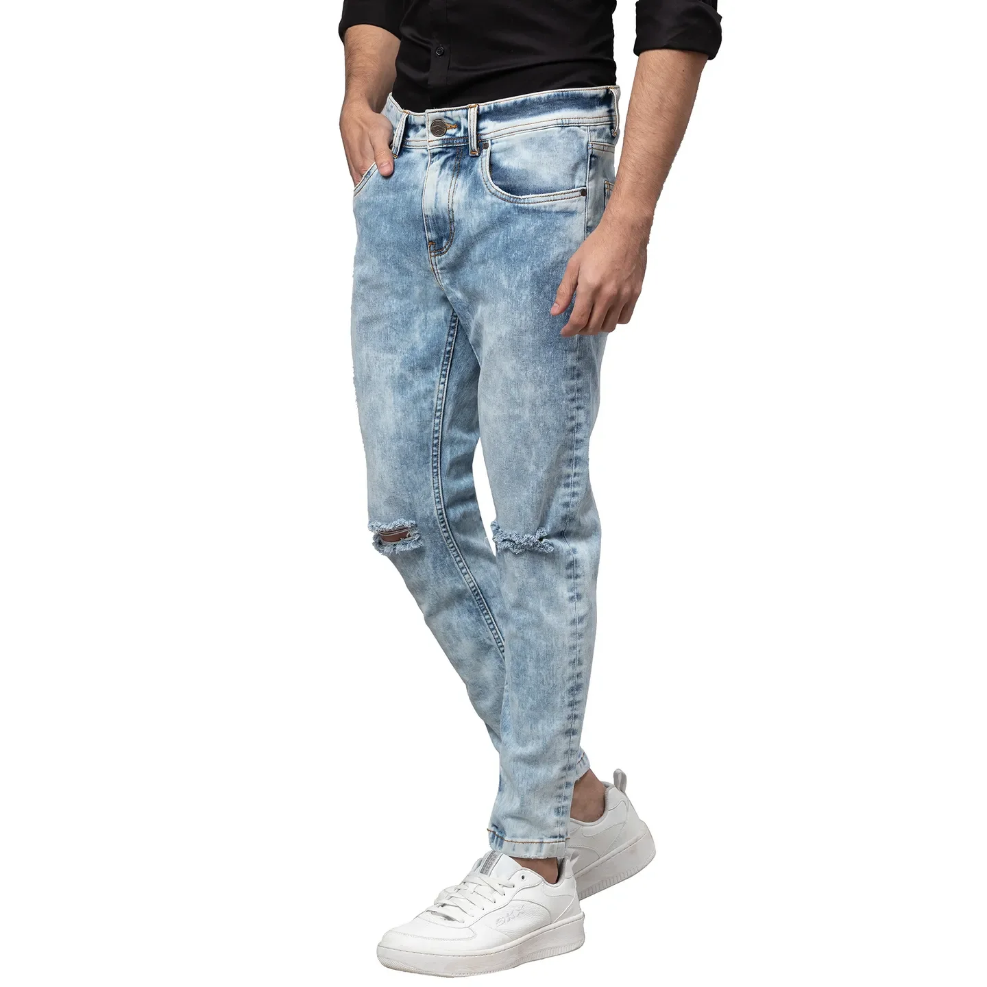Blue Cropped Fit Men's Denims by Being Human Clothing - Image 4