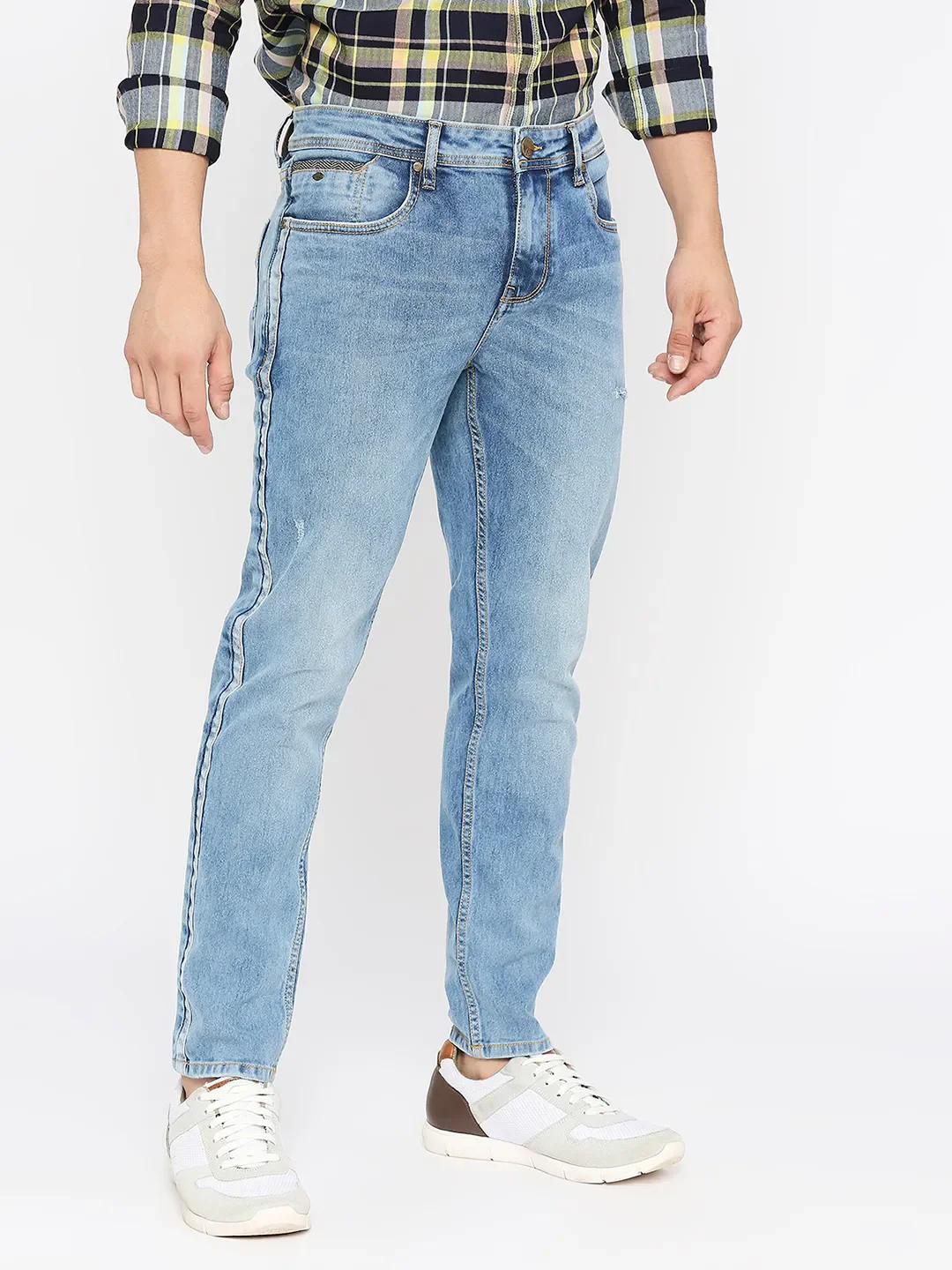 Blue Cropped Fit Men's Denims by Being Human Clothing - Image 3